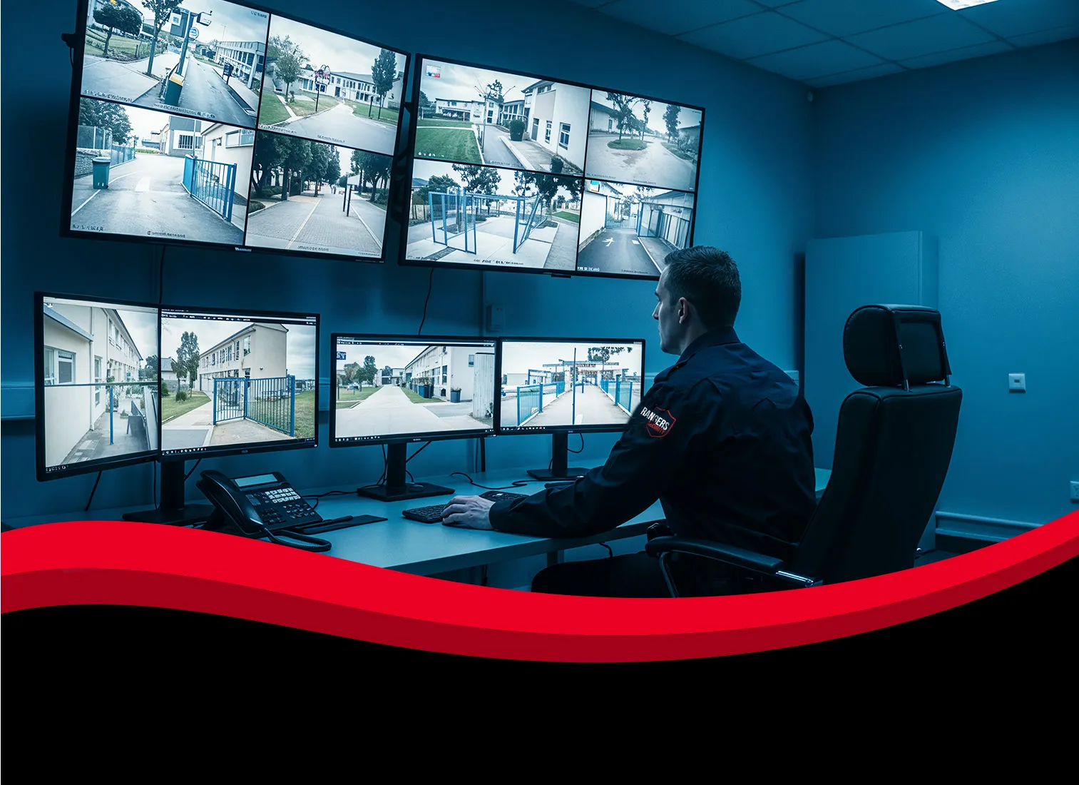 Rangers Security Group experts monitor real-time screens of school facilities and campuses to ensure safety and a secure learning environment