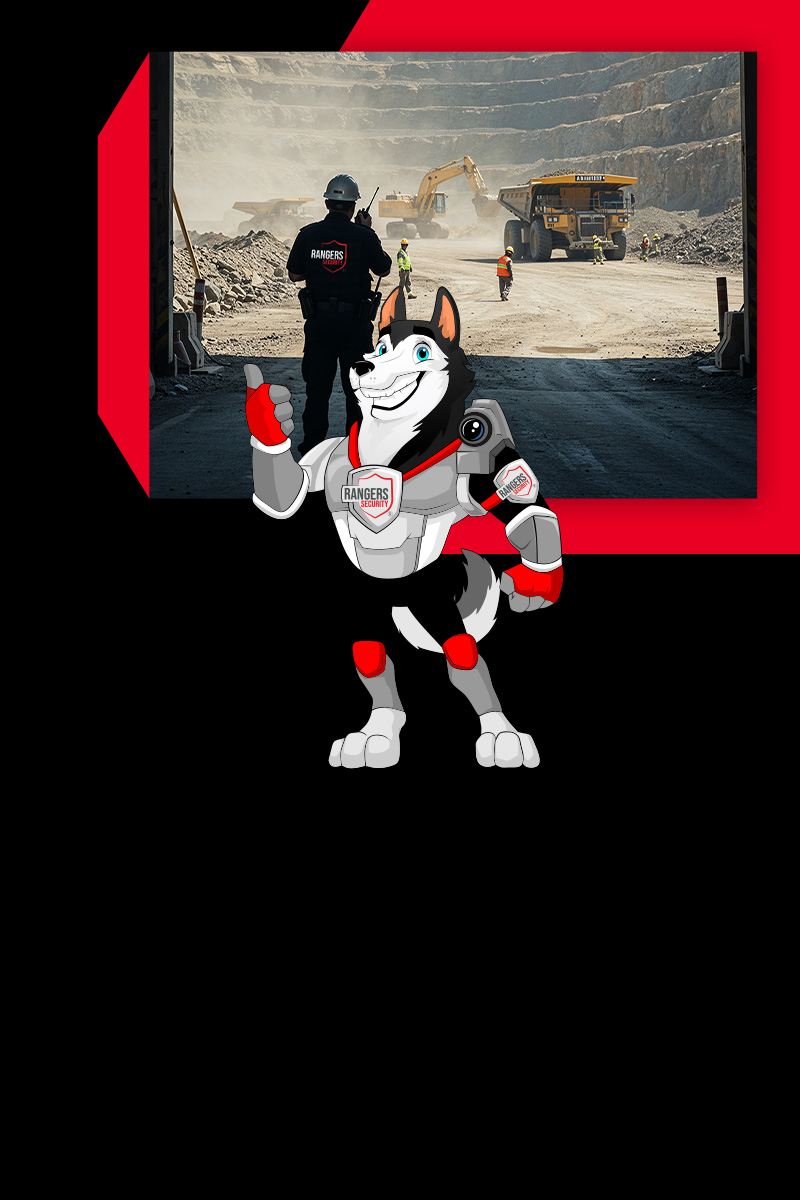 Mascot representing Rangers Security Group’s 24/7 security services in Alberta, including surveillance and on-site protection for complete peace of mind