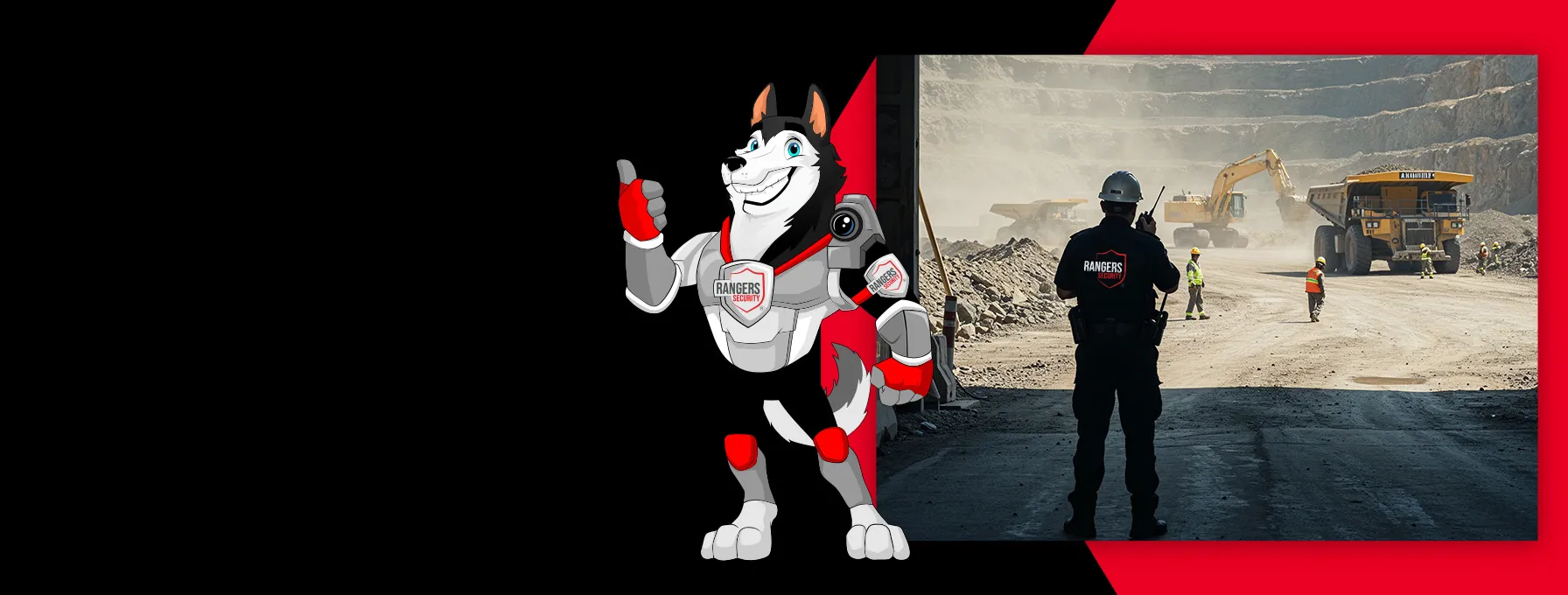 Rangers Security Group mascot and expert addressing security for industrial, mining, and infrastructure sites to reduce risks and ensure compliance
