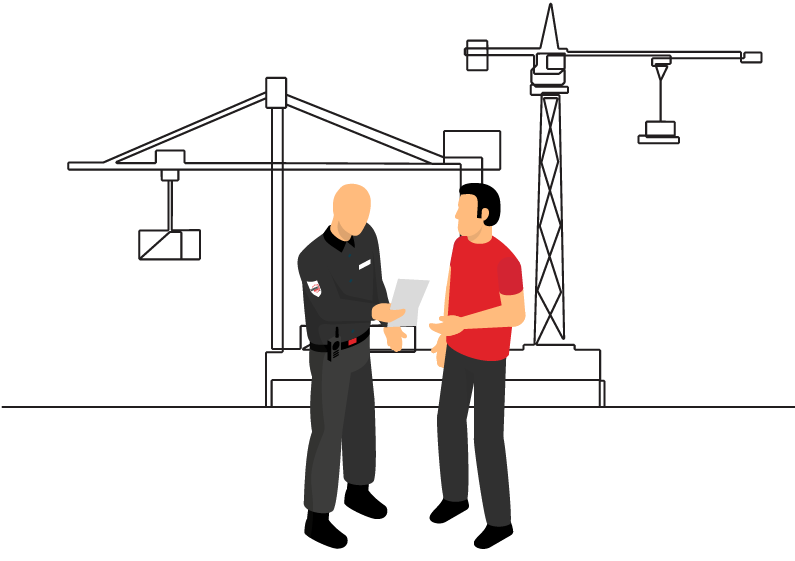 highly trained security guards with mascot, representing professionalism and reliability in on-site security services.