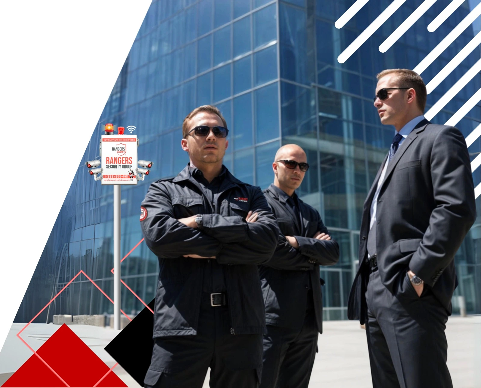 Security expert from Rangers Security Group standing onsite, observing the site and explaining security services