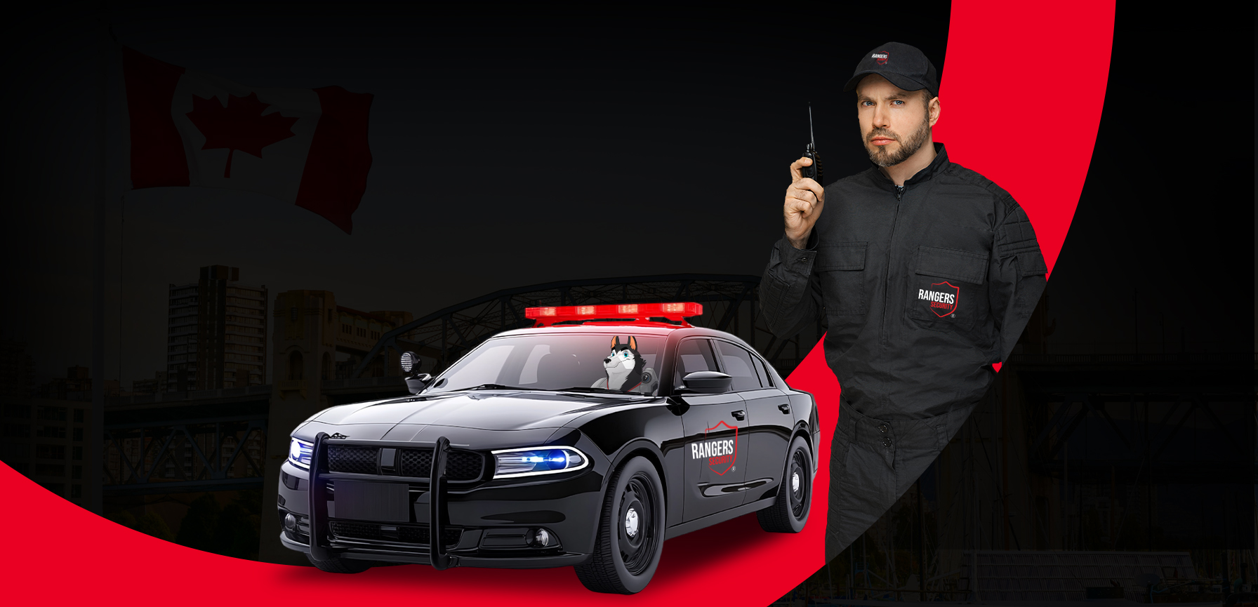 security guard in uniform with a professional stance, representing Rangers Security Group's reliable and professional on site security guard services