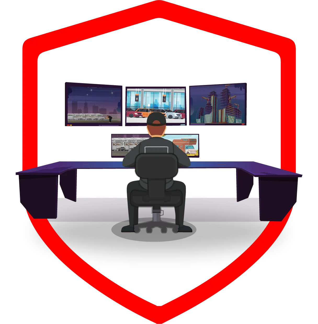 A security guard provides 24/7 monitoring with advanced surveillance technology for complete property protection.
