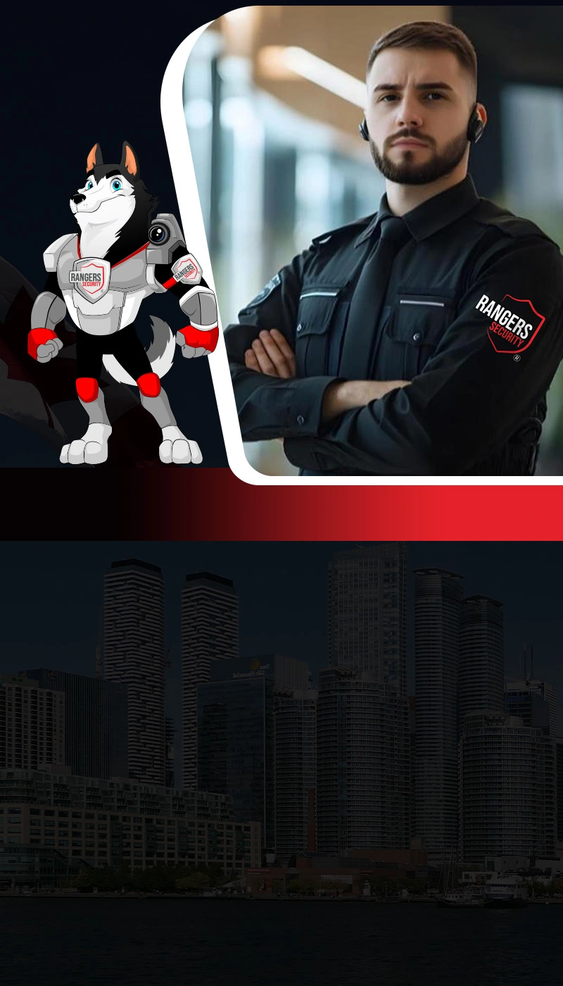security guard in uniform with a professional stance, representing Rangers Security Group's reliable and professional on site security guard services