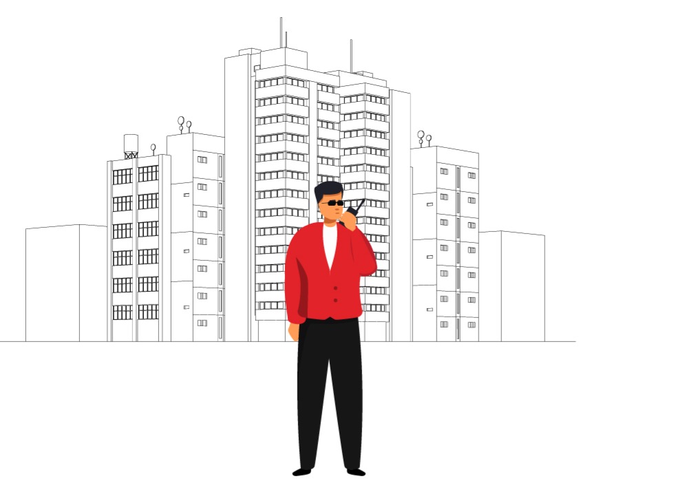 A security guard provides 24/7 monitoring with advanced surveillance technology for complete property protection.