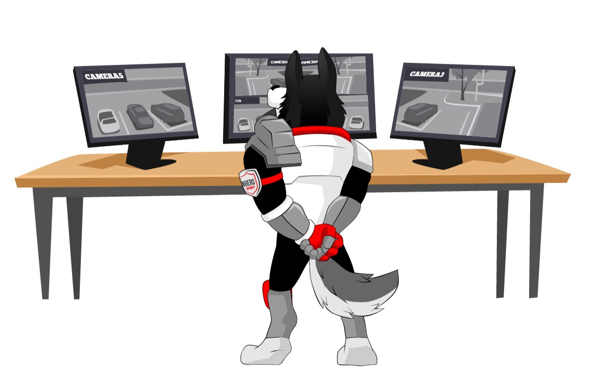 highly trained security guards with mascot, representing professionalism and reliability in on-site security services.
