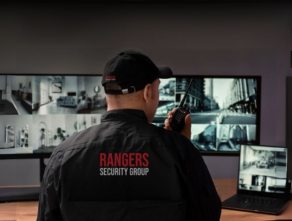 Rangers Security Group’s experts monitoring live video surveillance security footage for instant threat detection.