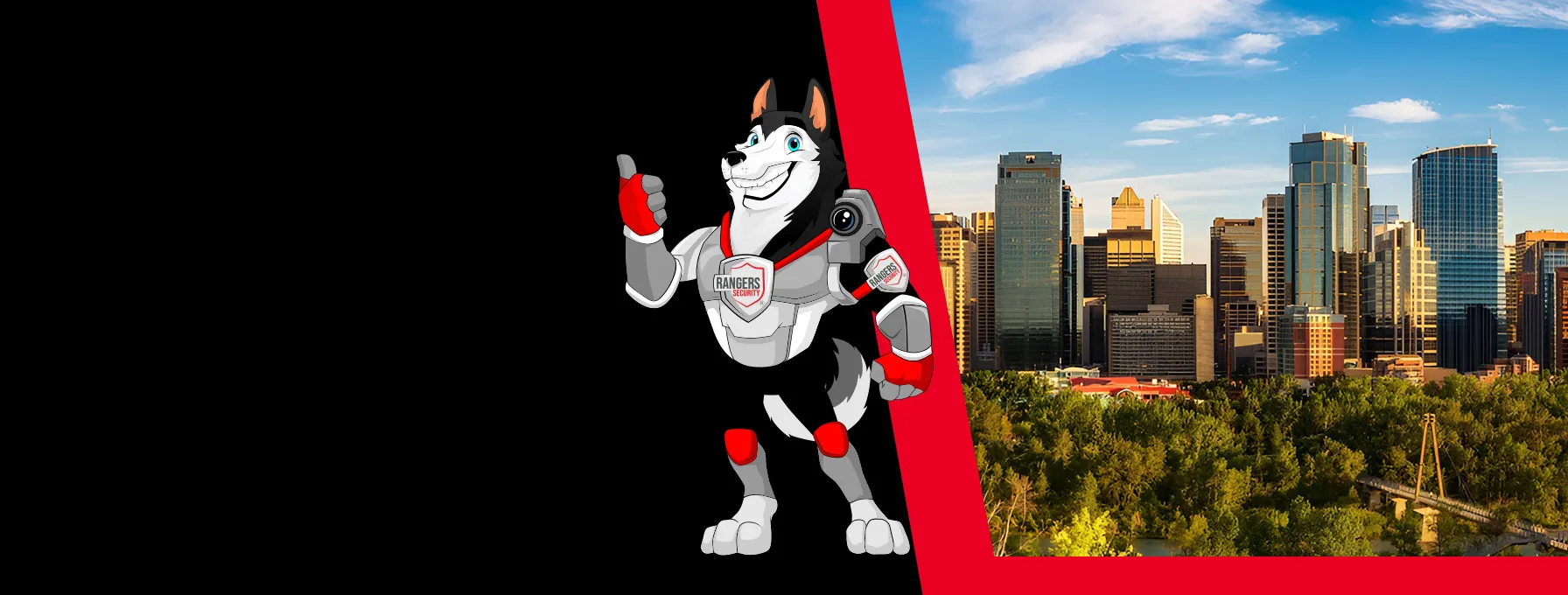 Mascot representing Rangers Security Group’s 24/7 security services in Alberta, including surveillance and on-site protection for complete peace of mind