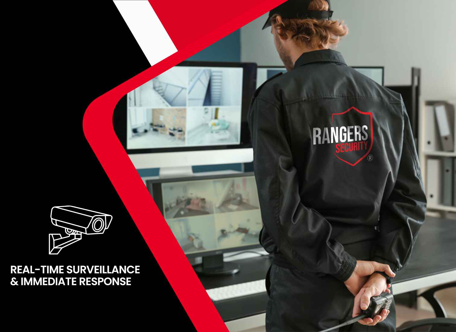 Security experts monitoring live screens, managing security challenges, and showcasing why Rangers Security Group is the trusted choice for security in British Columbia.