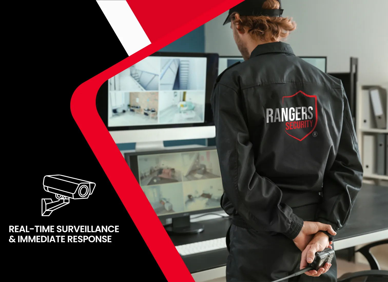 Security experts monitoring live screens, managing security challenges, and showcasing why Rangers Security Group is the trusted choice for security in British Columbia.