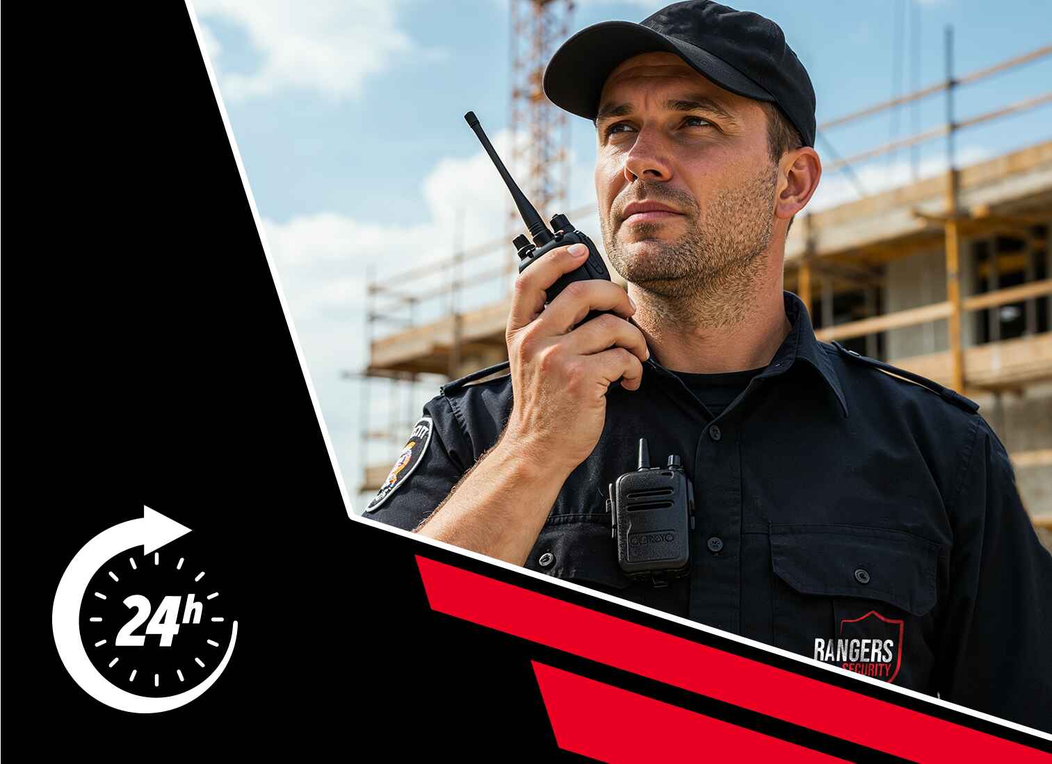 Rangers Security Group expert monitoring live screens, alerting specialists, and on-site guards actively deterring theft, ensuring full 24/7 security coverage for your property.