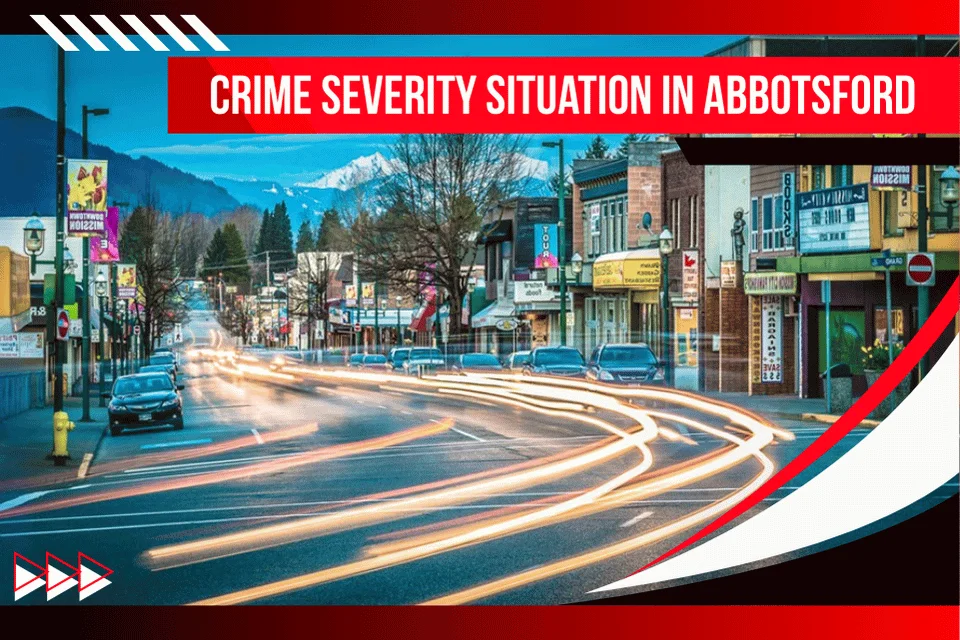 Rising crime severity trend in Abbotsford highlighting security needs. Rangers Security Group experts monitoring risks, while on-site guards capturing criminals.
