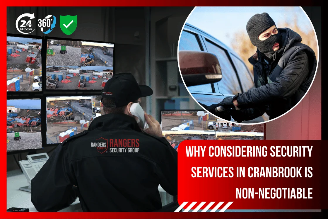 Rangers Security Group expert watching real-time screens, deterring thefts, alerting professionals to protect assets in Cranbrook, and highlighting the need for security services.