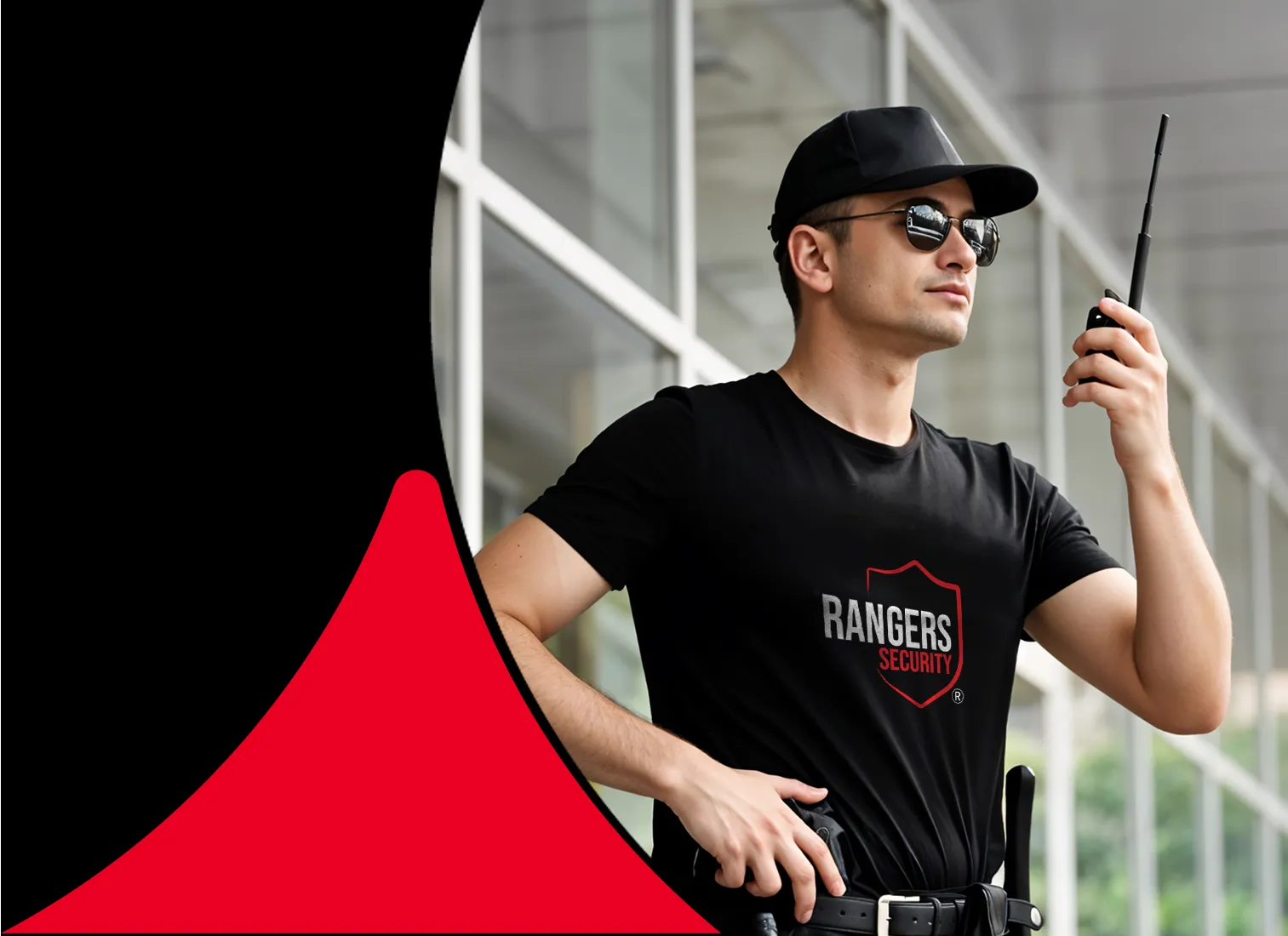 Trained Rangers Security Group officer monitoring on-site risks with advanced surveillance in Ontario.